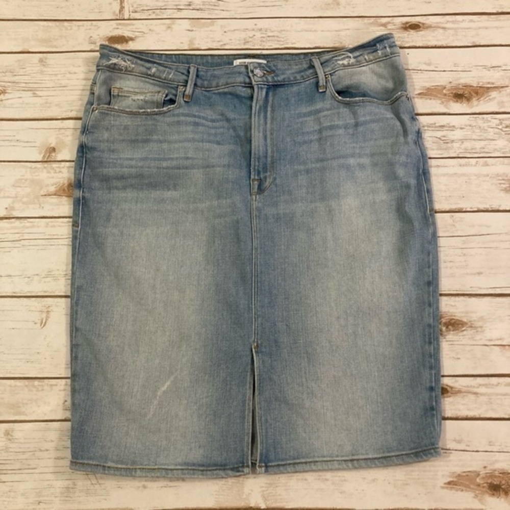 Good American Distressed Faded Wash Jean Pencil Skirt 16